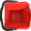 Roter Putzeimer mit grauem Griff, Draufsicht, quadratische Form – ideal für Gastronomie und Reinigung.