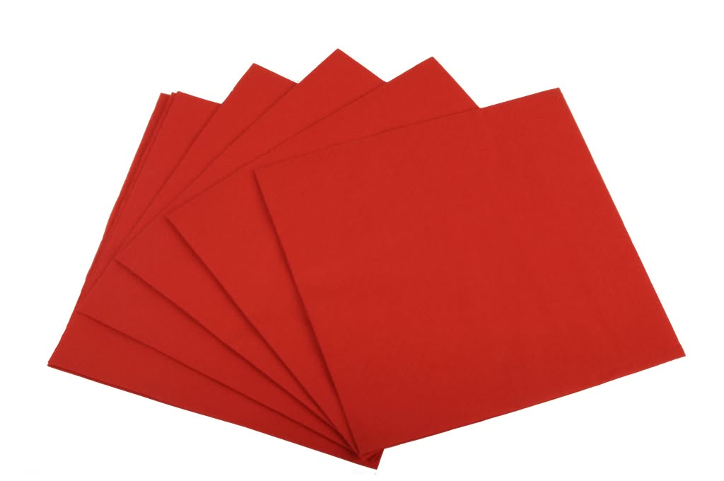 Tafelservietten 40 x 40 cm 3-lagig 1/4 Falz rot